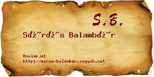 Sörös Balambér névjegykártya